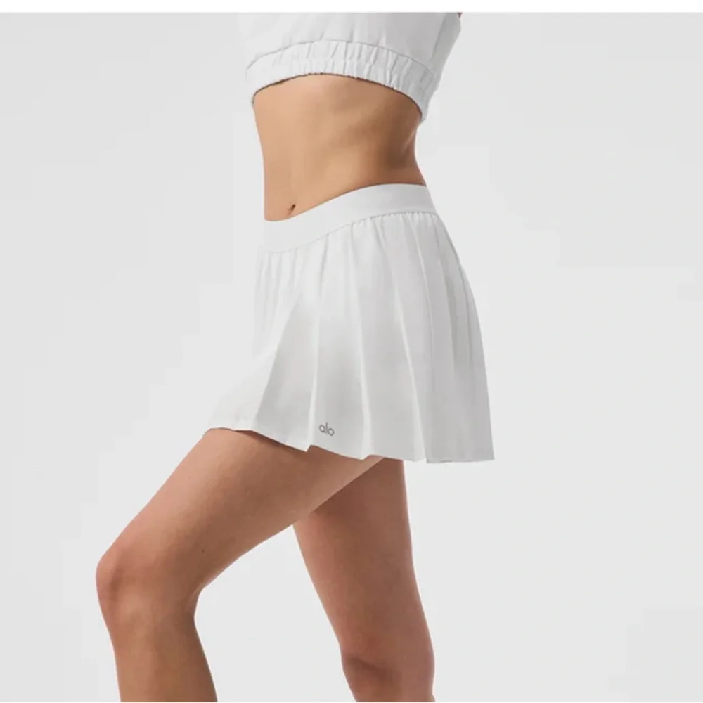 White All Yoga Pleated Tennis Skirt